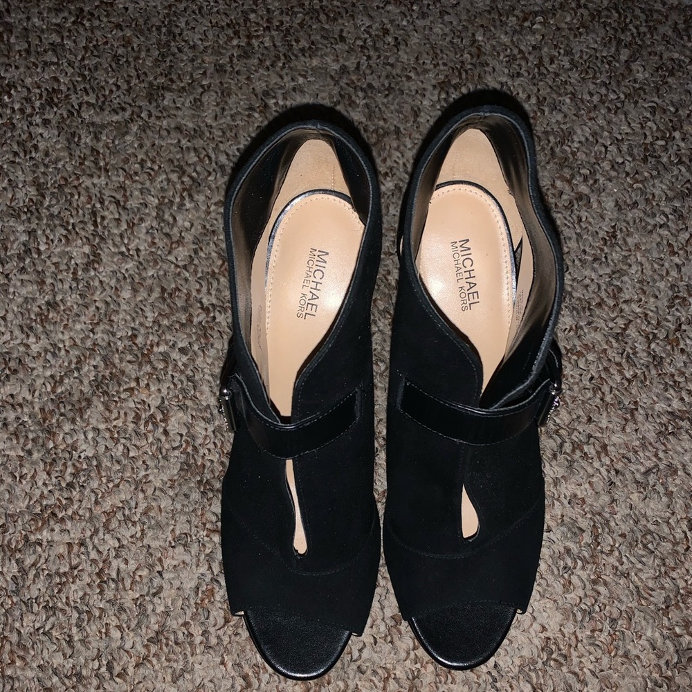 Michael Kors High Heel Black Peep Toe Booties